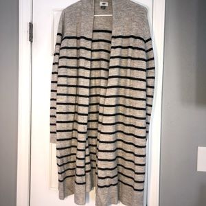 Old Navy striped open sweater gray, large